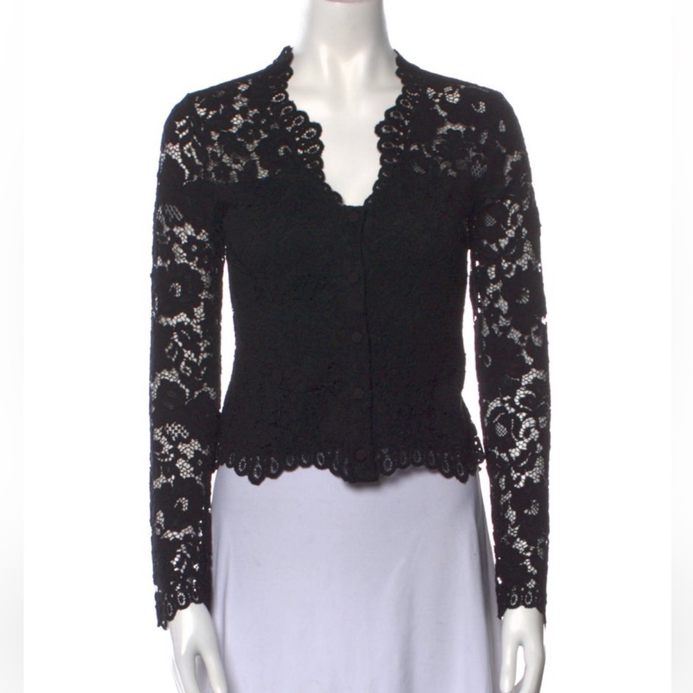 Derek Lam 10 Crosby Lace Pattern V-Neck Crop Top
